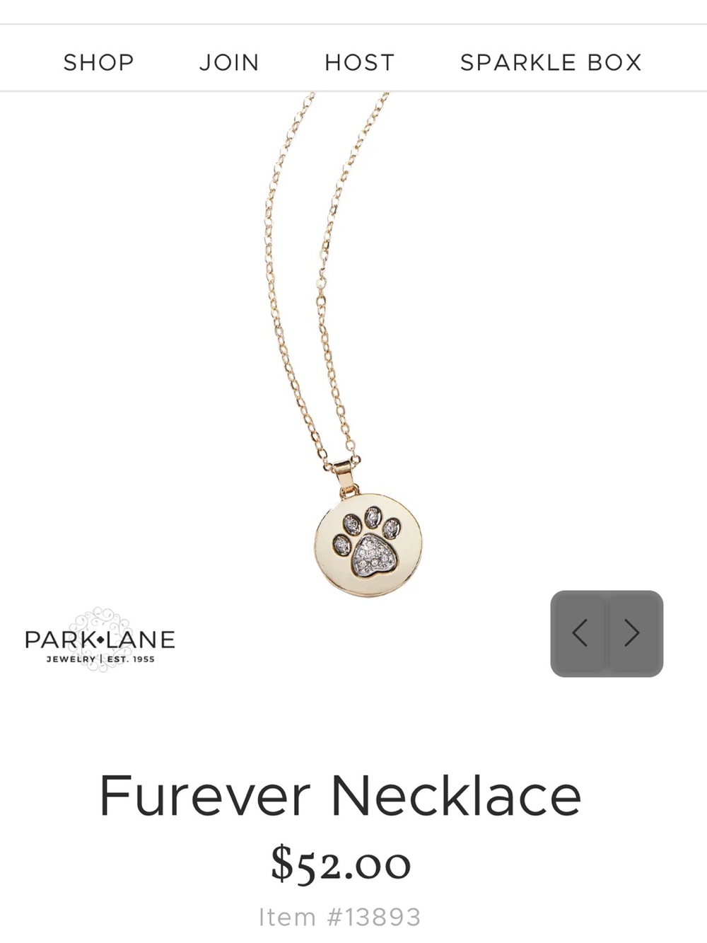Park Lane Gold Paw Pendant Necklace with Crystal Accents